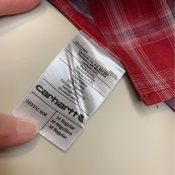 Carhartt Mens Red Plaid Medium - Picture 3 of 5